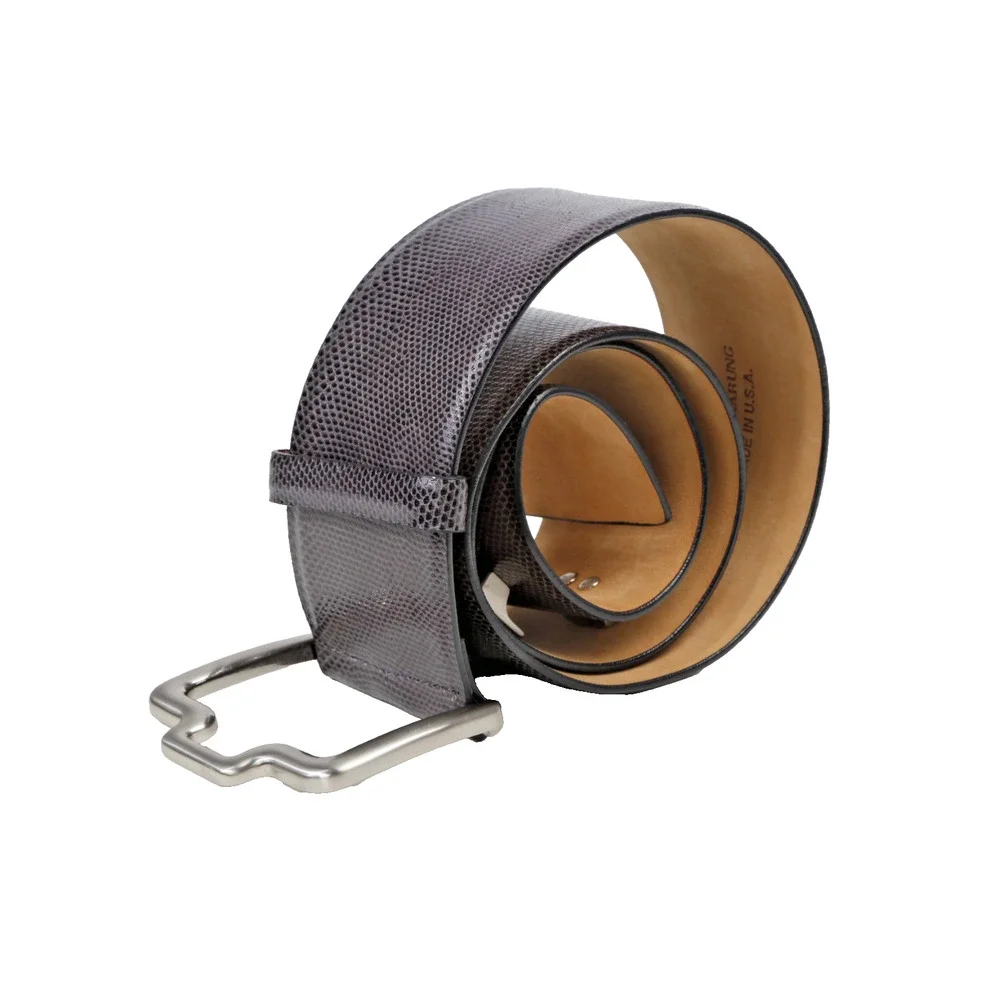 W. Kleinberg Genuine Karung Leather Wide Belt Brushed Silver Stud Buckle L USA